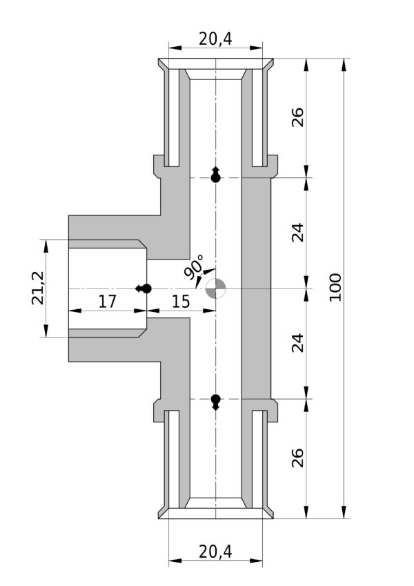 DT-100 Tecnosystemi T-stuk
